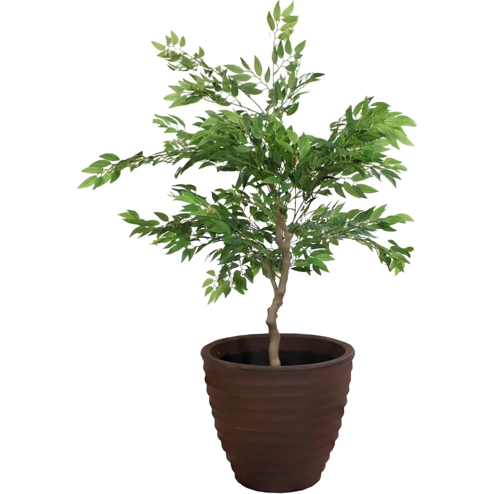 Sunnydaze 16" Rust Ribbed Planter – Set of 4 4