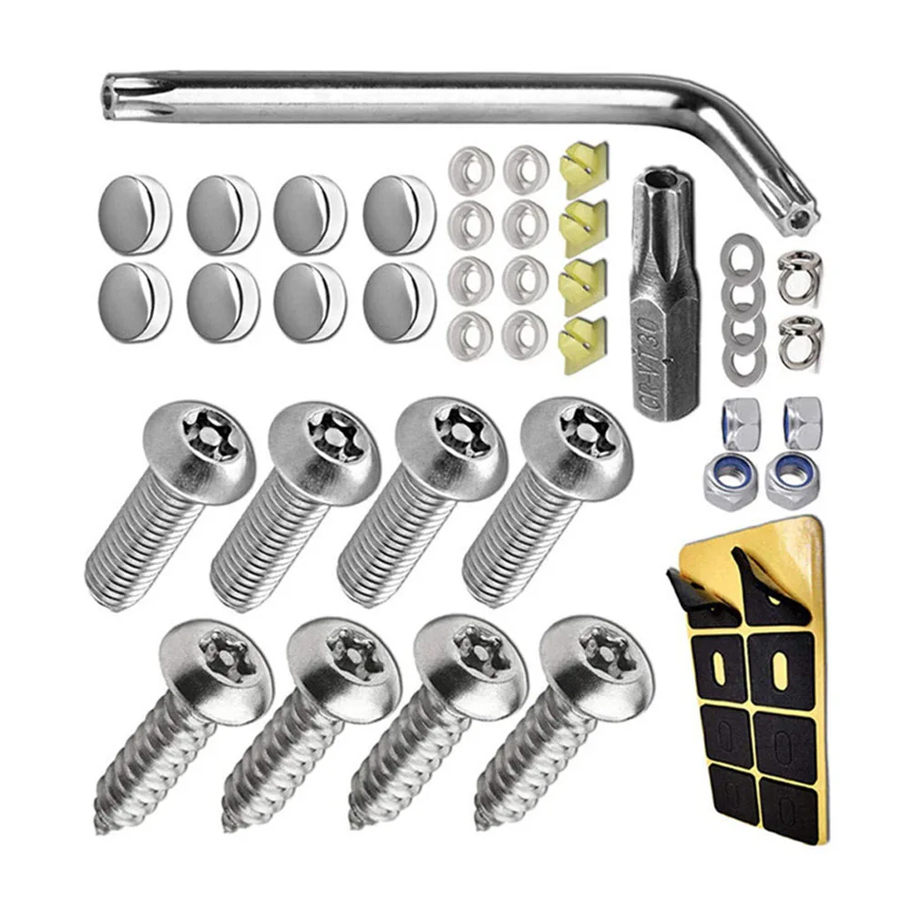 Car Anti Theft License Plate Screws License Plate Security Screws For Fastening Frame Cover Bolts Exterior Accessories 1 Set