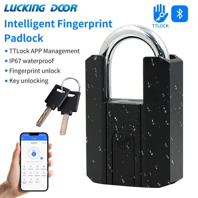 4-in-1 Ways Unlock Smart Padlock TTlock App Waterproof Fingerprint Key 13.56khz RFID Card USB Rechargeable Door Lock Bluetooth 3