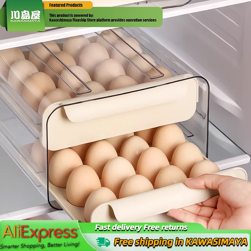 

KAWASIMAYA Egg Storage Box For Refrigerator Drawer Type Put Egg Box Shelf Tray Fresh Kitchen Organizing Gods