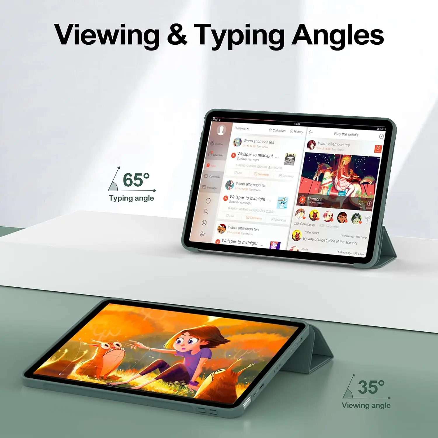 Tri-Fold Flip Case with Magnetic Stand and PU Leather Protective Cover