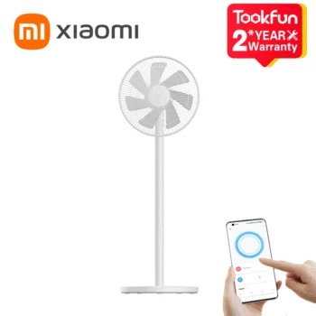 샤오미-Mijia 스마트 스탠딩 팬 7 블레이드 휴대용 매우 조용한 작동 Mi Home APP, 시간 예약 데스크탑 수직 팬