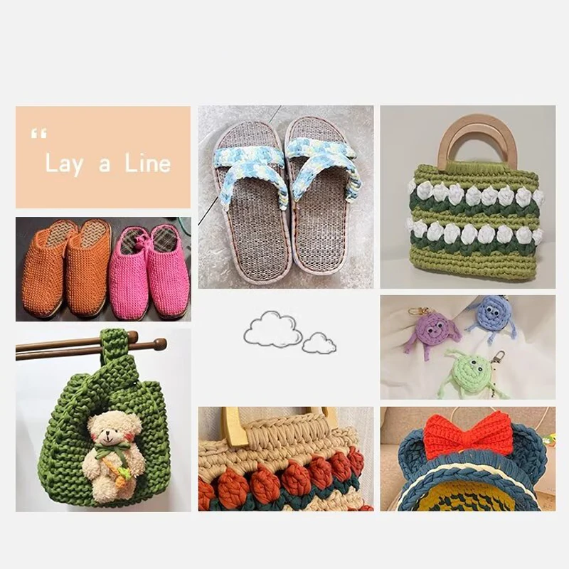 2Pcs T Shirt Crochet line Thick Soft Cloth Yarn for Hand Knitting Crocheting Woven Handbag Blanket mat slipper Thick Flat thread 6