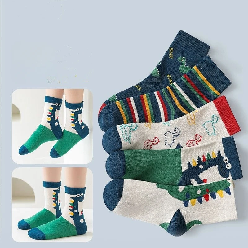 5Pairs/lot Children Socks for Girls Cotton Cute Outdoor Travel Sports Socks Animal Dinosaur Causual Sports Clothes Accessories 10 S42585abd465c42d481beaac5d336506bg