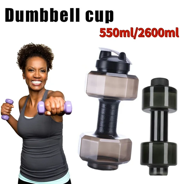 Camping Water Bottle Gym Outdoor Fitness Cycling Sport PET Dumbbell Shape Kettle for Easy Safety Working-out Ornaments