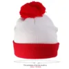 Trapper Hat With Glasses Red White Hat Christmas Cuff Knit Hat With A Yarn Bobble On The Hat Top Winter Face Wool Pullover Hat 6