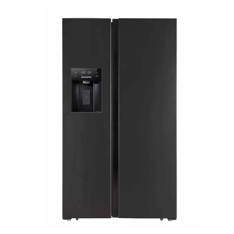 Black Color Side By Side Double Door Refrigerator With Ice Maker And