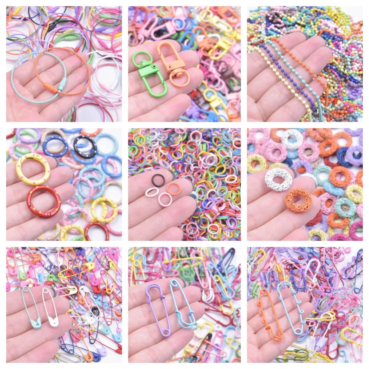 

10pcs Multi-Colors Large Safety Pins/Bead Chain Buckle Colorful Brooch Sewing Tools Blank Base for DIY Jewelry Making Supplies