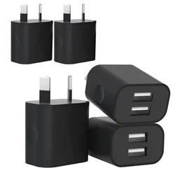 Dual USB Wall Charger with AU Plug, 5V/2.1A, 2 - Port Power Adapter (1/5/10pcs) - 5pcs AU Plug
