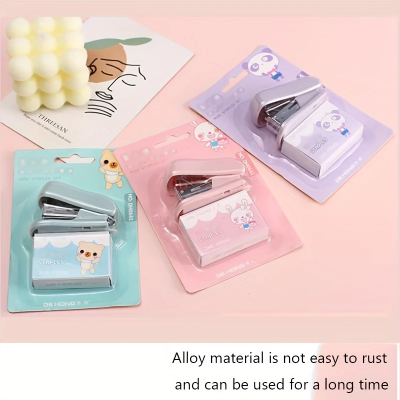 1pc 미니 스테이플러 세트, 스테이플, 종이, 스테이플러, 문구류, 사무용 카와이 문구류, 책 제본 도구, 학교 용품