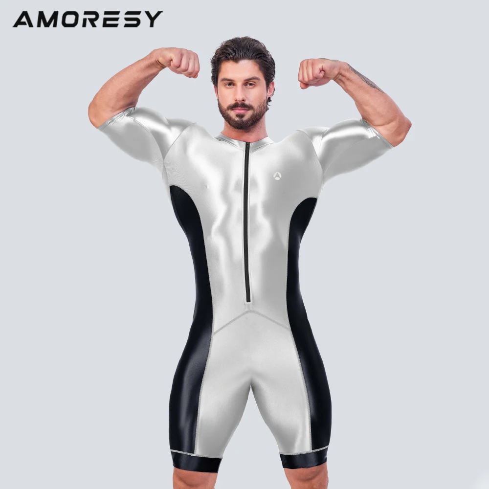thumbnail image 1 of AMORESY - Mono de una pieza brillante para hombre, para triatlón, natación, running, carretera, montaña, carreras, ciclismo, 1 of 5