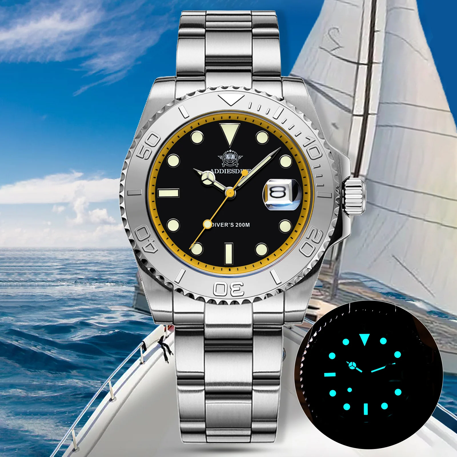 Pagani Design Orologio Automatico Uomo 42mm | Subacqueo Meccanico Con Movimento Giapponese NH35 | Lunetta In Ceramica Vetro Zaffiro 100m - 4