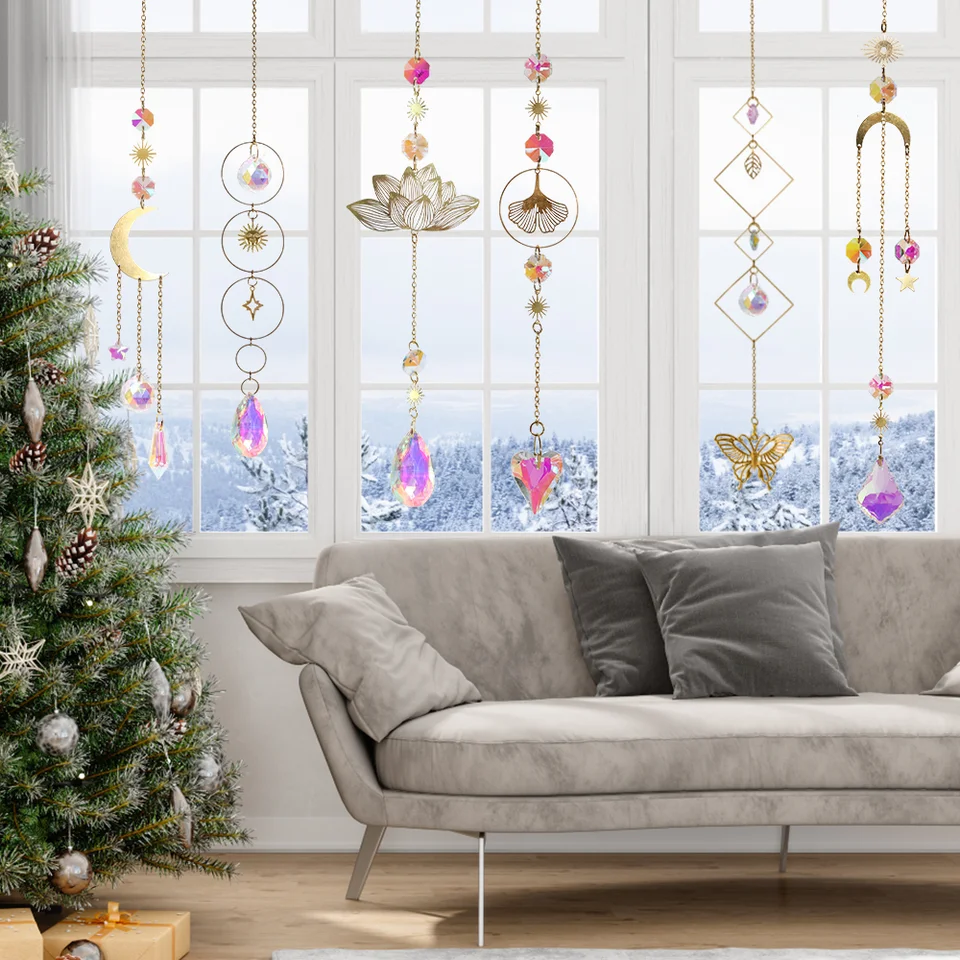 5 Acchiappasole Di Cristallo Arcobaleno, Sfera Di Cristallo Di Vetro, Decorazione Scacciapensili, Ornamenti Da Appendere, Cristalli Da Giardino Da Appendere