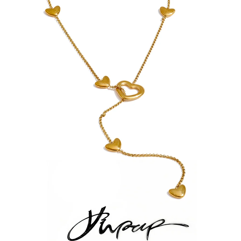Yhpup Stainless Steel Removable Heart Chain Necklace for Women