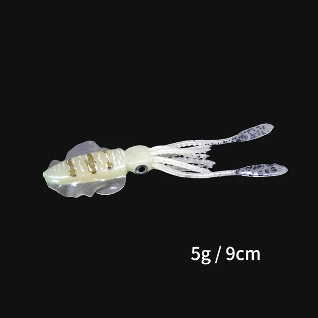 ORJD Trolling Lure Soft Squid Lure 7g 15g 20g 60g Luminous UV Squid Jig For Sea Fishing Boat Fishing Wobbler Bait For Snapper 5G 9CM NO HOOK