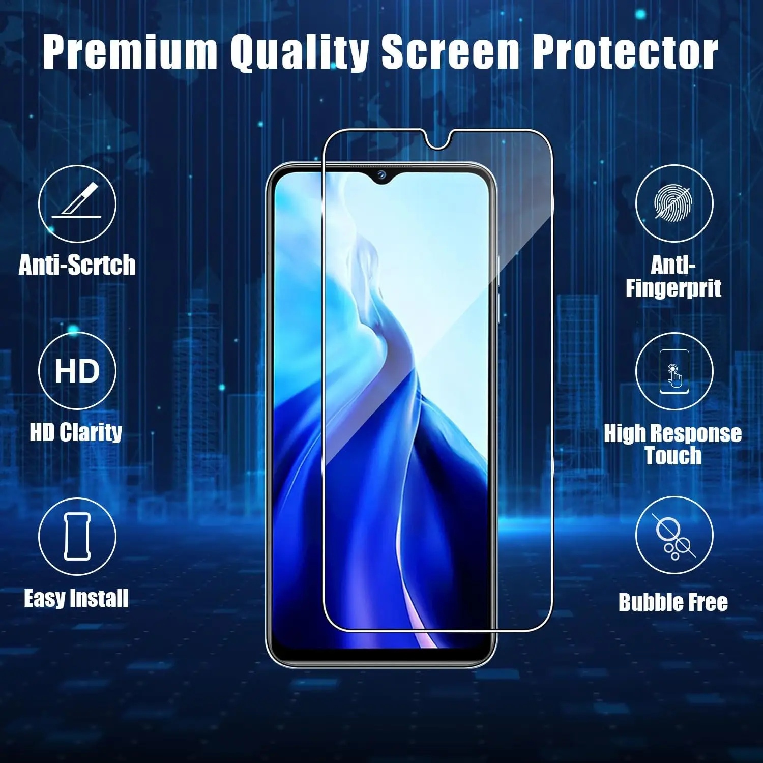 Asoway Vetro Temperato Pellicola Protettiva per Oukitel C51 [3 Pezzi] Durezza 9H, Alta Definizione Protezione Pellicola Salvaschermo per Oukitel C51 Installazione Senza Bolle