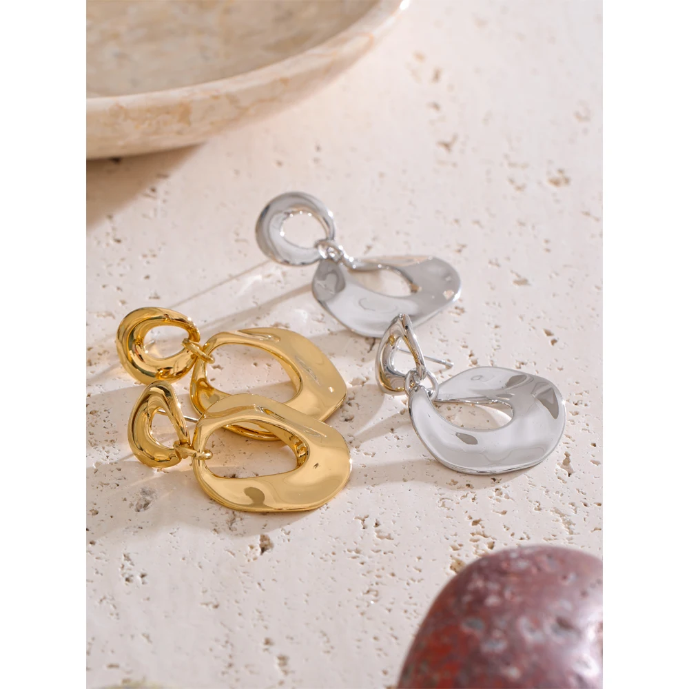 Yhpup Earrings Geometric Stainless Steel
