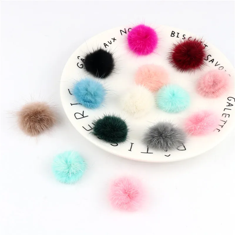 10pcs/lot 3cm Fur Pompom Real Mink Fur Balls 30mm Mini Pom Poms DIY Pompon Decro For Hats Cap Scarf Gloves Keychain