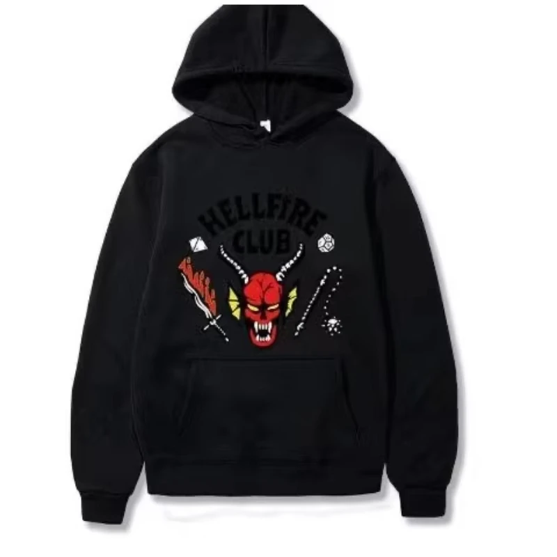 Loose and fashionable men's and women's top with hip-hop rock print hooded sweatshirt for autumn and winter 2025