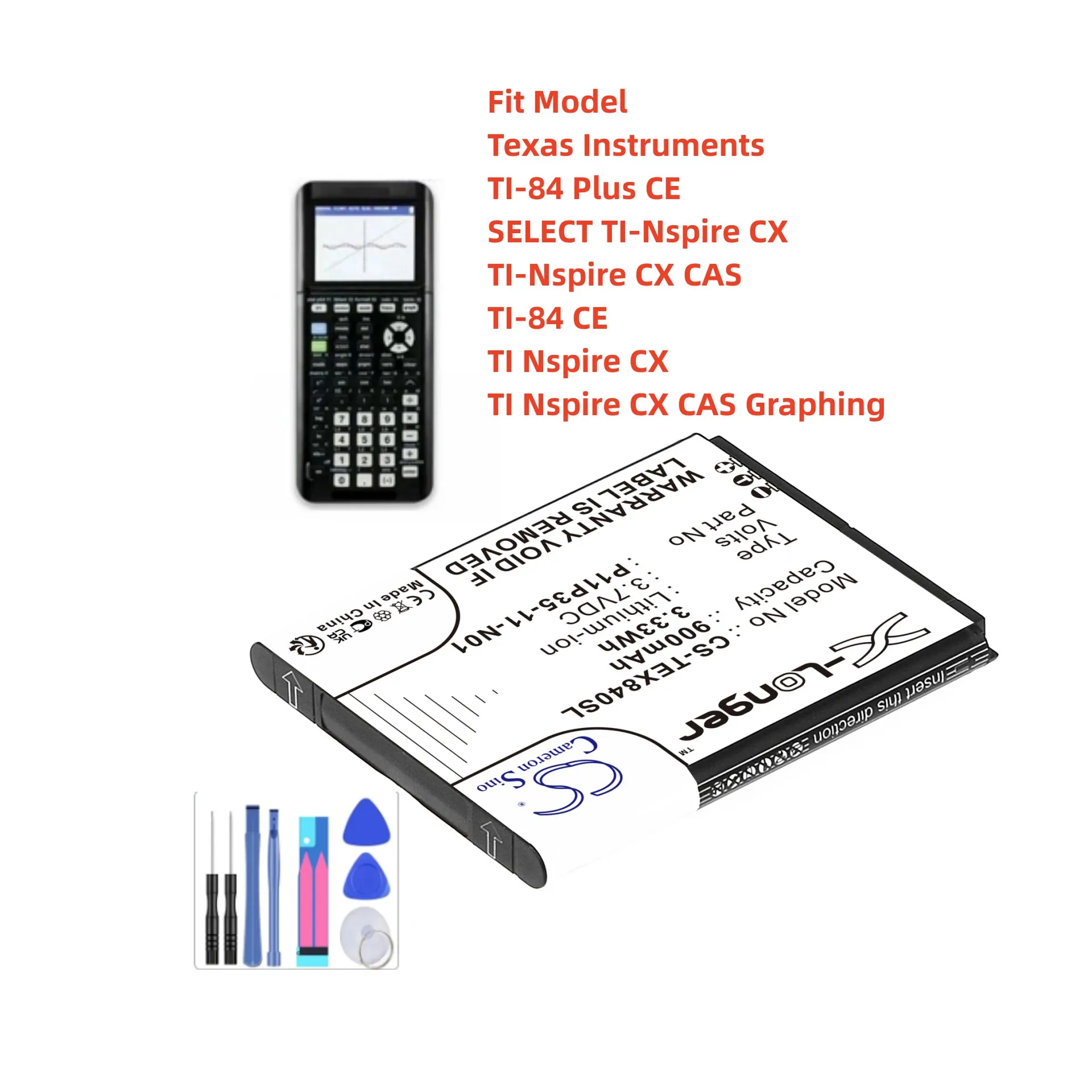 Calcolatrice Batteria Per Texas Instruments Ti-84 Plus Ce Select Ti-Nspire Cx Ti-Nspire Cx Cas Ti-84 Ce Cas Graphing P11P35-11-N01