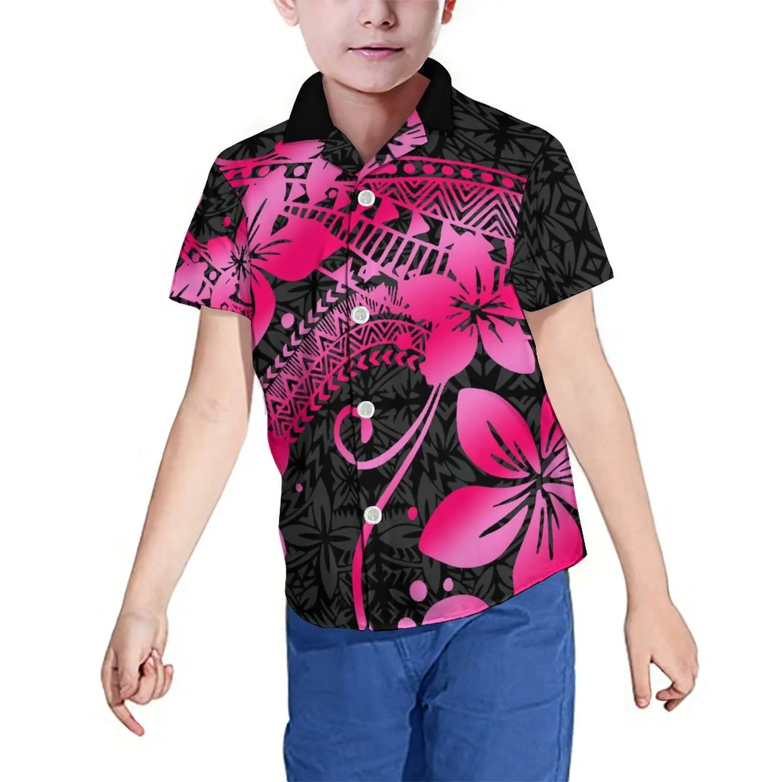 Samoan Children 'S Gelaagde Jurken Hawaii Fiji Children 'S Shirt Zomer Tribal Etnische Kids Shirt En Jurk Bijpassende