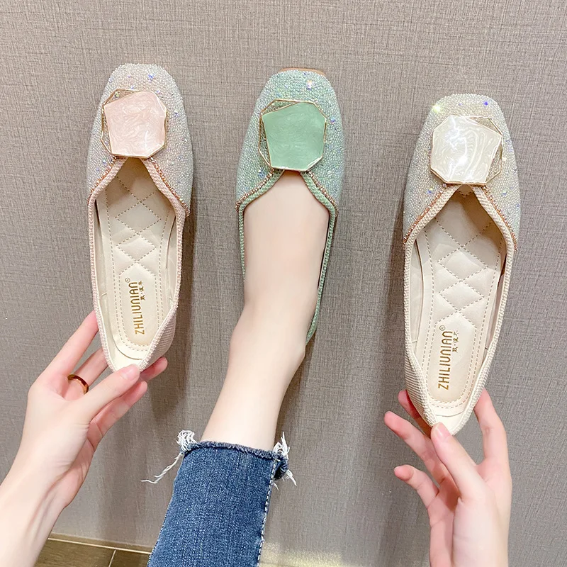 

Shallow Mouth Shoes Woman Comfortable And Elegant Female Footwear Autumn Square Toe Casual Sneaker Soft Modis Dress Fall Moccasi