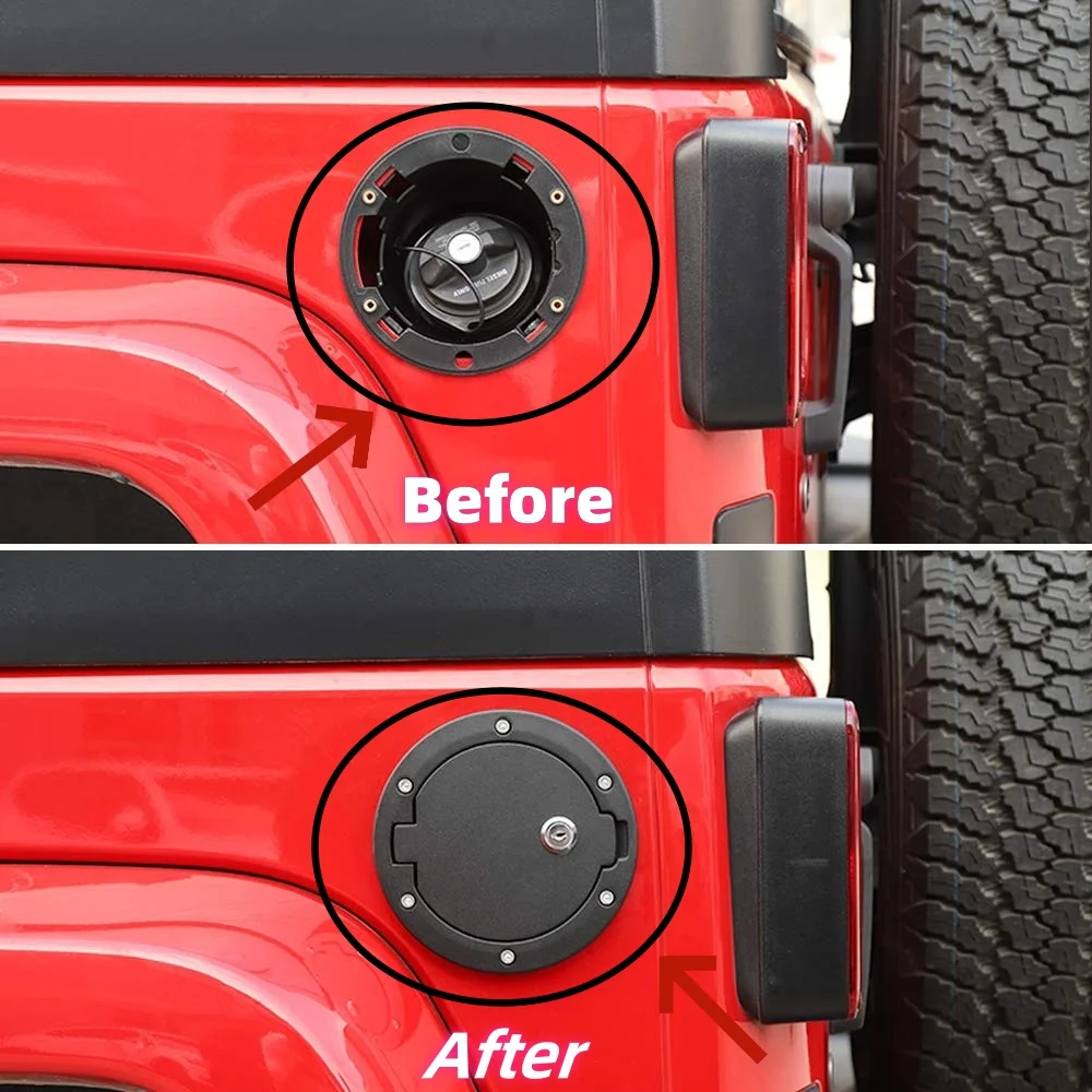 Accessories For Jeep Wrangler JK & Unlimited 2007- ABS Fuel Door Cover Locking Gas Tank Cap Covers Car Styling