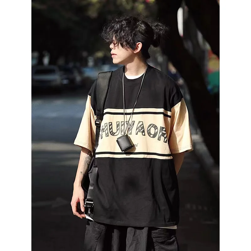 

2022 Summer Men's Japanese Retro Original T-shirts Loose Round Neck Short Sleeve Tshirt Cotton Clothes Top Blackt Shirts S-2XL