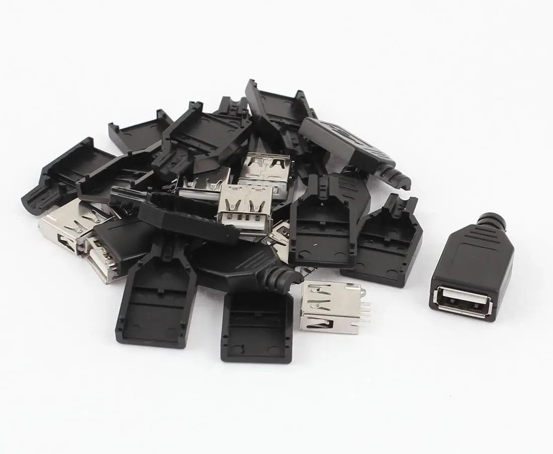 

10PCS USB 2.0 Type A Female Socket Adapter Connector w Plastic Cover