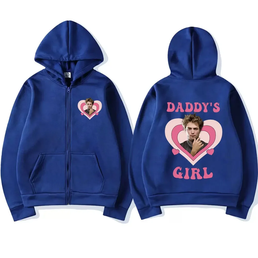 Description Picture 6 of itemDaddy's Girl Robert Pattinson Graphic Zip Up Hoodie Unisex Fashion Zipper Sweatshirt Men Oversized Jacket Hooded Coat Streetwear
