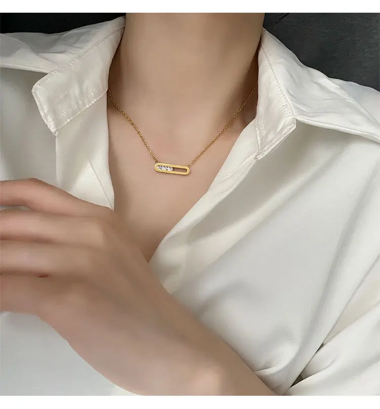 Modern Crystal Bar Pendant Necklace undefined
