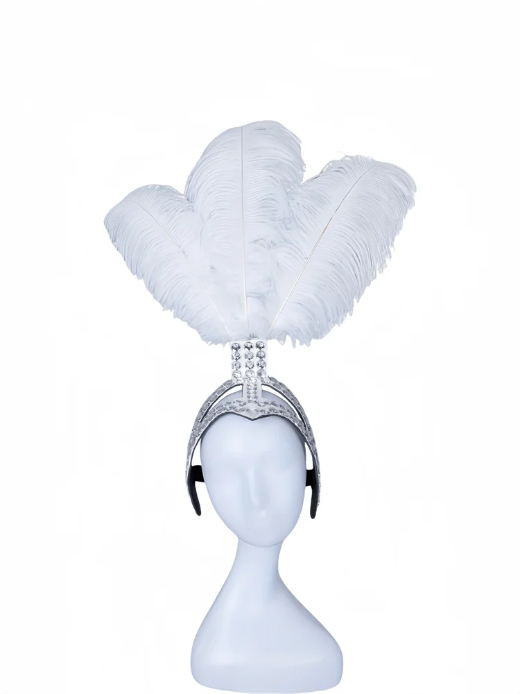 Carnival Headpiece Adorned with Rhinestones And Detachable DIY Feathers Featuring Stage Performances And Adjustable in Size