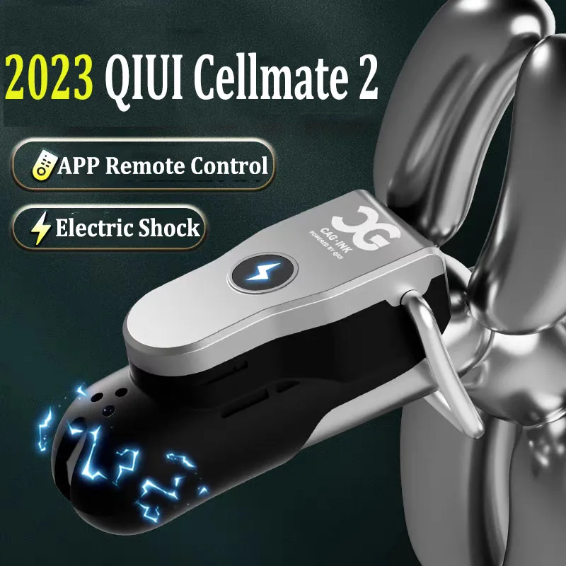 Tanie QIUI Cellmate 2 kontrola aplikacji Cock zamek pierścieniowy porażenie prądem elektrycznie stymulowane sklep