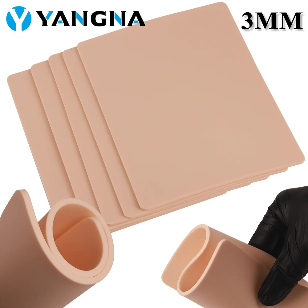 Tattoo Practice Skin 1/3/5/8/10/15PCS 3MM Thick Big Blank Double Sides Silicone Fake Skin Beginner Practice Accessories