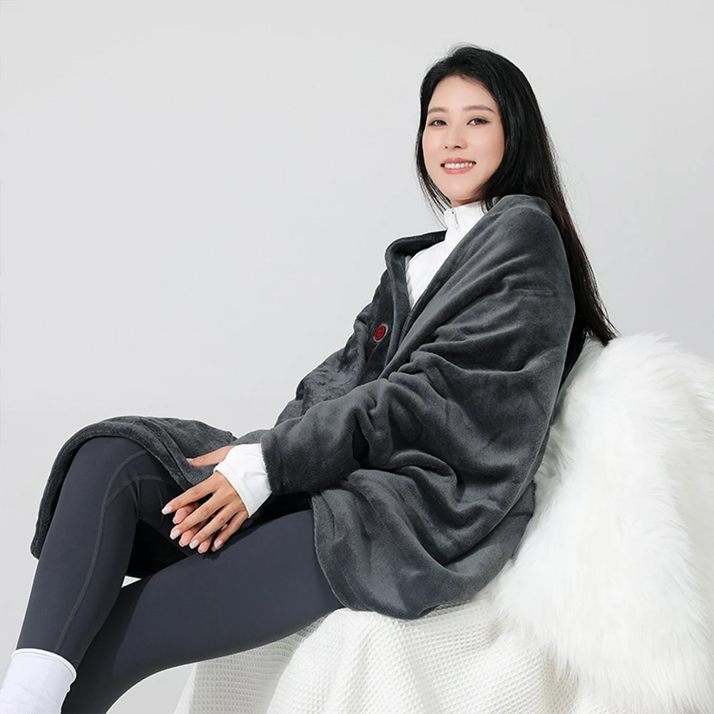 USB Flannel Heated Blanket 3 Temperature Adjustment Electric Heating Blanket Wireless Heated Blanket for Outdoor Camping