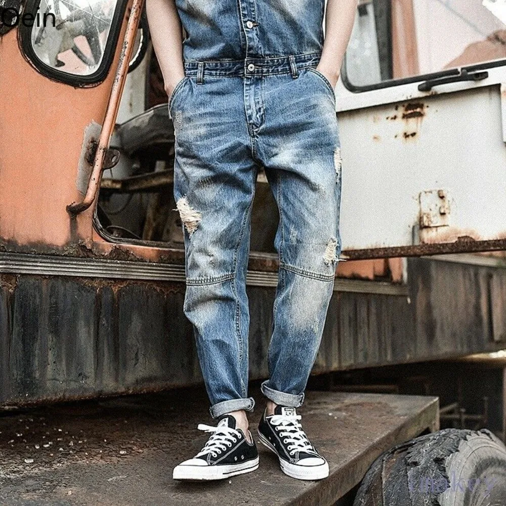 Men Denim Bib and Brace Work Pants Dungarees Jumpsuit Zip Fly Jeans  Trousers | eBay