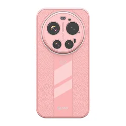 ELVEV Magnetic Luxury Lichi PU Leather & Soft TPU Ultra Thin Matte Phone Cover with Lens Protection for Xiaomi 17 Ultra (Pink)