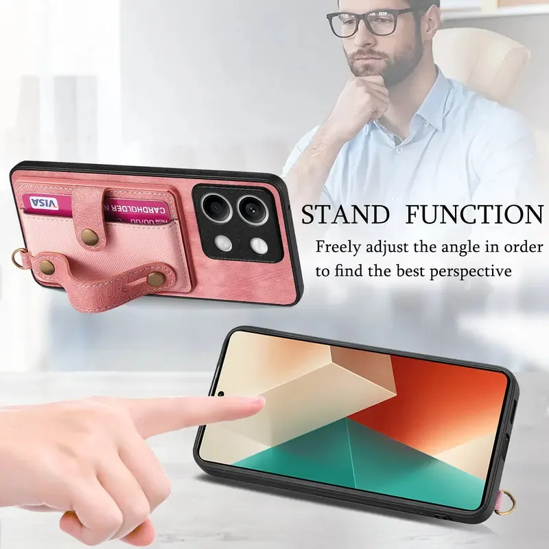 Wristband Leather Wallet Phone Case with Card Pocket