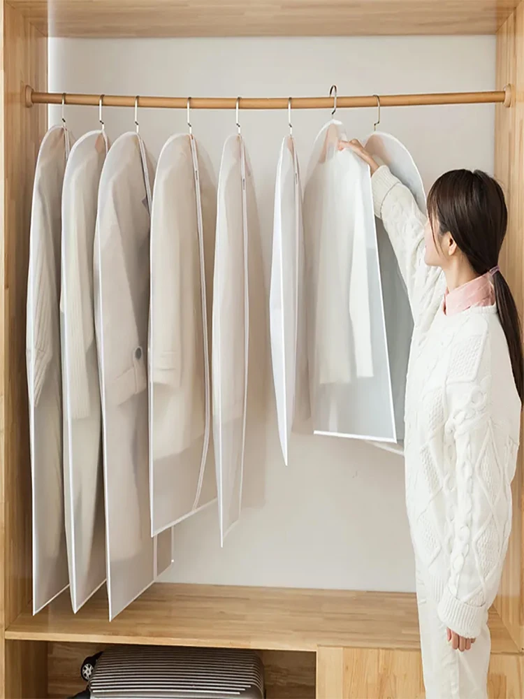 Description Picture 2 of itemClothes Hanging Transparent Dust Proof Cover Waterproof Hang Dust Cover with Zipper Clothes Storage Bag Clothes Organizers