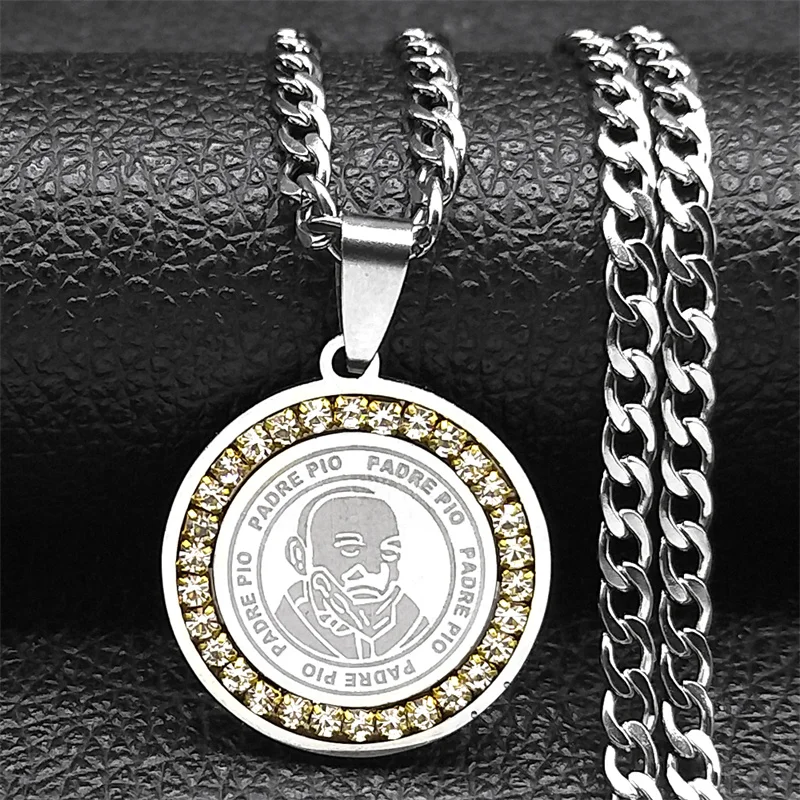 Collana rosario Padre Pio in acciaio inox - Lamù gioielli