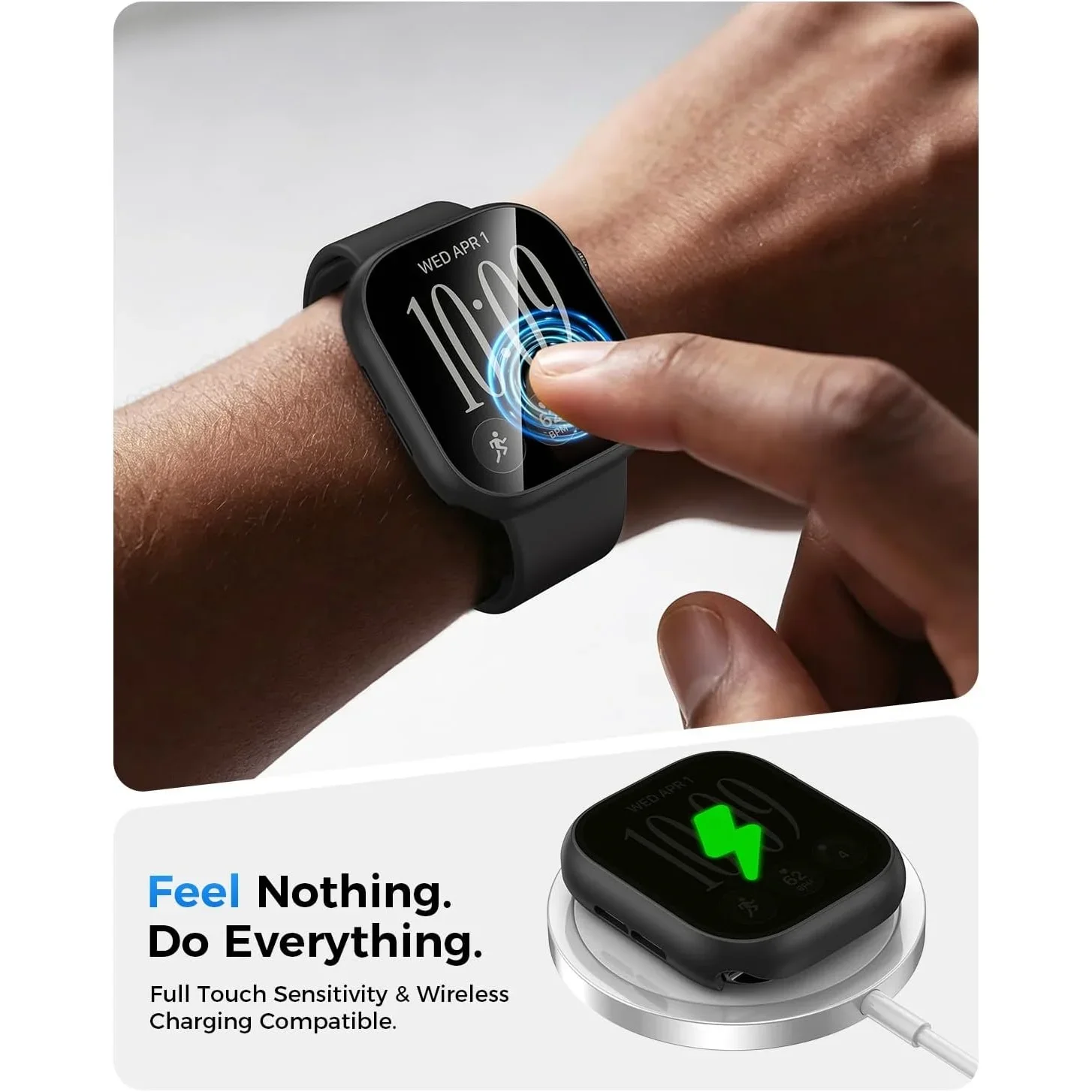 Smart Watch Protective Case with Tempered Glass Screen Protector - 2-in-1 Hard PC Design, Anti-scratch Cover