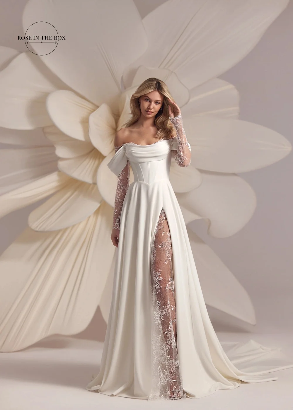 Country Style Dresses Wedding Gown High Low Maxi Dress With Sleeves  Strapless Satin A Line Wedding