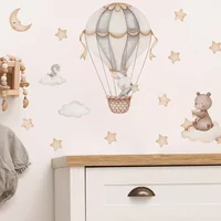 Cartoon Hot Air Balloon Animals Bear Rabbits Wall Stickers for Child Room Boy Room Decoration Nursery Baby Room Decoration Decal 5