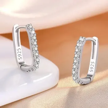 925 Sterling Silver Circle Hoop Earrings for Women Fashion Luxury Crystal Zirconia Earrings Party Wedding Versatile Jewelry