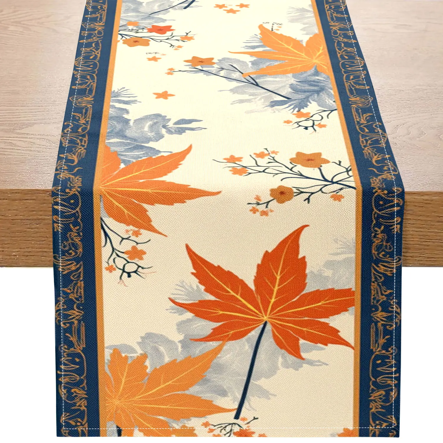 Golden Maple Leaf Autumn Table Runner 1