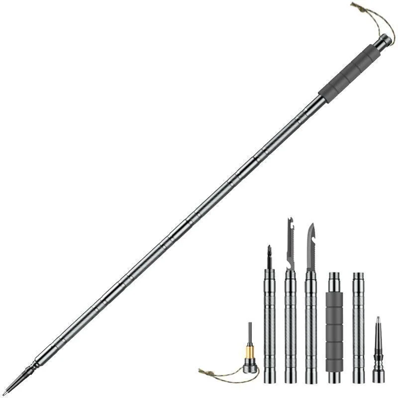 Multifunction Trekking Poles Mountaineering Collapsible Telescopic Sticks Lightweight Walking Hiking Stick Climbing Stick