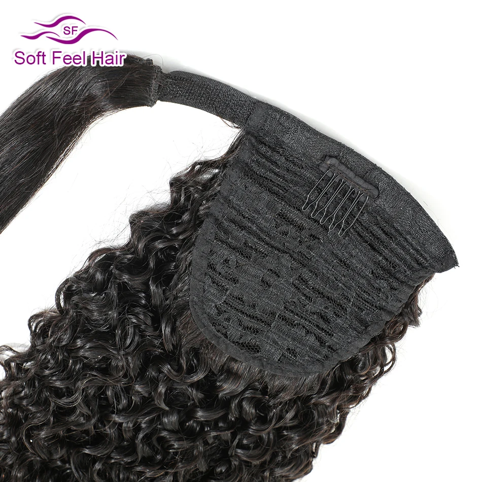 Human Hair Extensions Afro Kinky Curly Ponytail Wrap Around Ponytail Clip Ins Natural Remy Brazilian Hairpiece Pony Tail