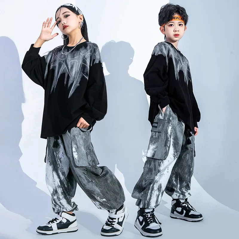 

Street dance, jazz dance, children's fashion suit, boys' hip-hop dance training suit, girls' cool and handsome performance suit