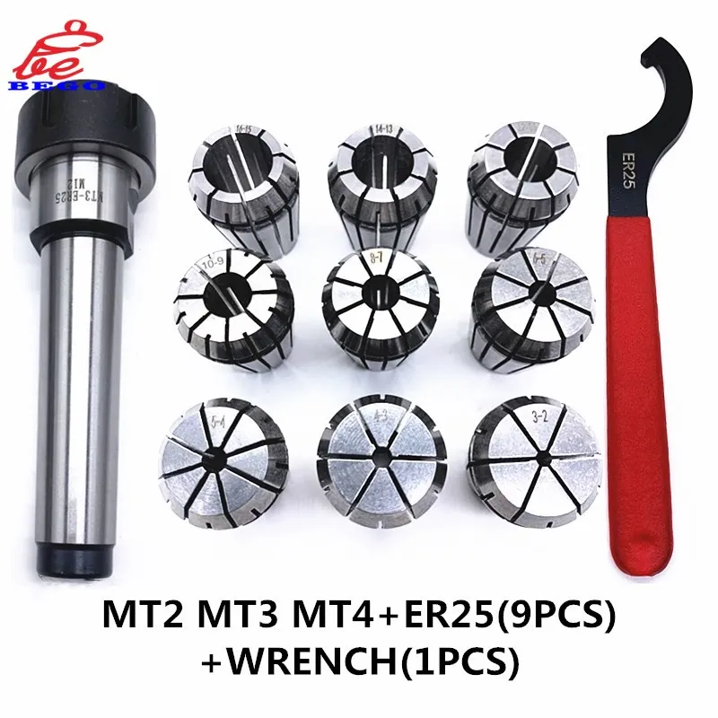Spring Clamps ER25 9PCS MT2 M12 1PCS Wrench 1PCS Collet Chuck Morse Holder Cone For CNC Milling Lathe tool