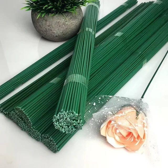 Bâtons de tige de fleur verte 30/40cm, matériel Floral, accessoires de tige en fil faits à la main 3